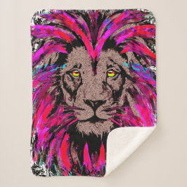Lion Head Sherpa Blanket | Roze lion Blanket Deken