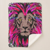 Lion Head Sherpa Blanket | Roze lion Blanket Sherpa Deken (Voorkant)