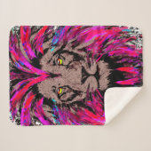 Lion Head Sherpa Blanket | Roze lion Blanket Sherpa Deken (Voorkant (horizontaal))