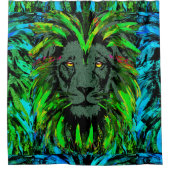 Lion Head Shower Curtain | Green Lion Douchegordijn (Voorkant)