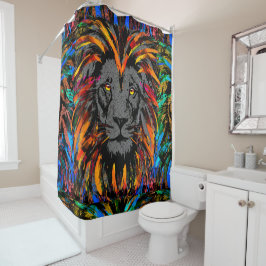 Lion Head Shower Curtain | Oranje lion Douchegordijn