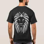 Lion Head Terug Print Wit op Zwart T-shirt (Achterkant)