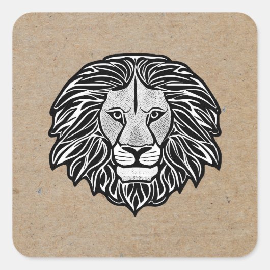 Lion Head Vierkante Sticker (Voorkant)