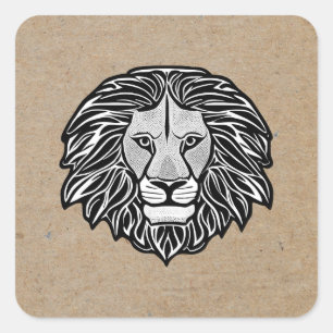 Lion Head Vierkante Sticker