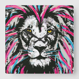 Lion Head Wall klok | Blauwroze leeuwenklok