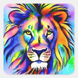 Lion Head Waterverf Vierkante Sticker