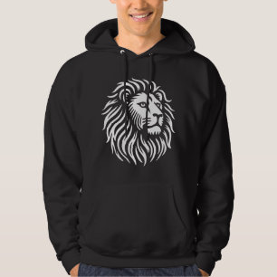 Lion Head - Wit op Zwart Hoodie