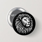 Lion Head - Wit op Zwart Ronde Button 5,7 Cm (Voorkant /achterkant)