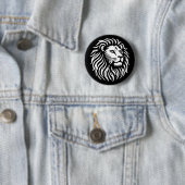 Lion Head - Wit op Zwart Ronde Button 5,7 Cm (In situ)