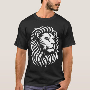 Lion Head - Wit op Zwart T-shirt