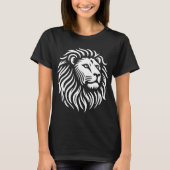 Lion Head - Wit op Zwart T-shirt (Voorkant)