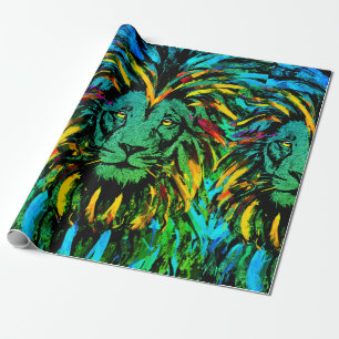 Lion Head Wrapping Paper Oranje leeuwenkaart Cadeaupapier