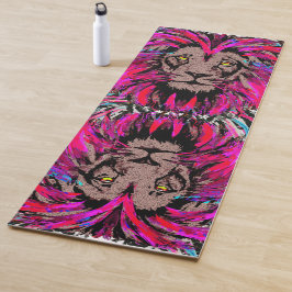 Lion Head Yoga Mat - Blue Pink Lion - Wilde dieren