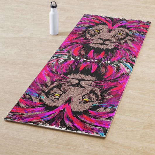 Lion Head Yoga Mat - Blue Pink Lion - Wilde dieren (In situ)