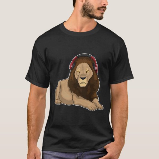 Lion Headphone Music T-shirt (Voorkant)