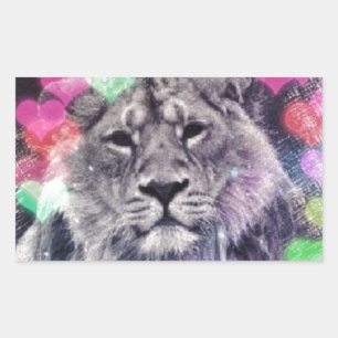 Lion Heart Bokeh Digital Art Drawing Rechthoekige Sticker