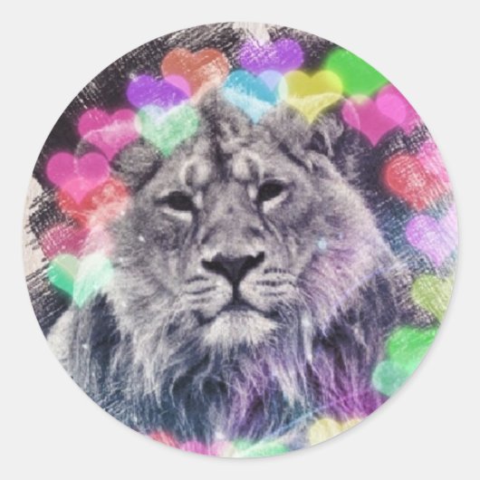 Lion Heart Bokeh Digital Art Drawing Ronde Sticker (Voorkant)