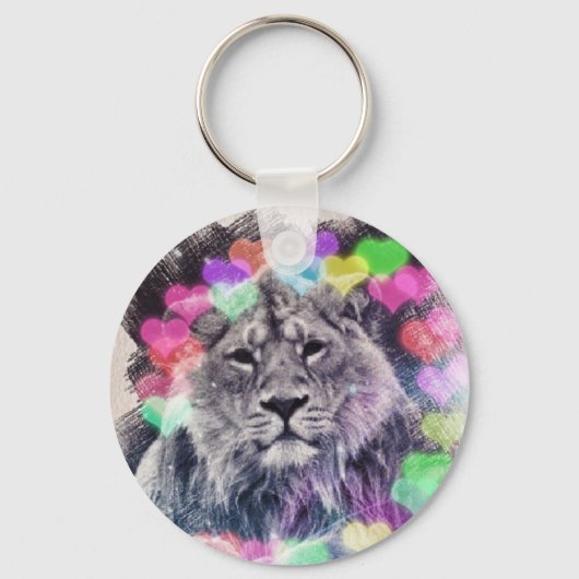 Lion Heart Bokeh Digital Art Drawing Sleutelhanger (Voorkant)