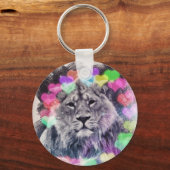 Lion Heart Bokeh Digital Art Drawing Sleutelhanger (Voorkant)