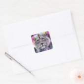 Lion Heart Bokeh Digital Art Drawing Vierkante Sticker (Envelop)