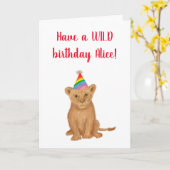 Lion 'heb een wild verjaardagskaart' kaart (Gele Bloem)