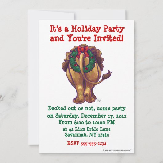 Lion Holiday Party nodigt uit Kaart (Achterkant)