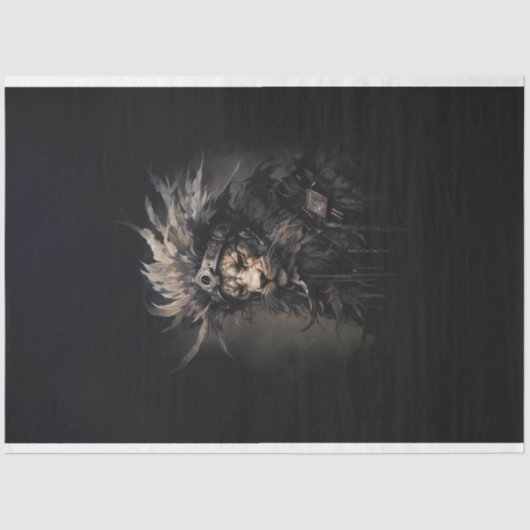 Lion hoofdtooi leren jas decoupage tissuepapier (Voorkant)