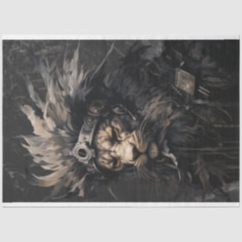 Lion hoofdtooi leren jas decoupage tissuepapier