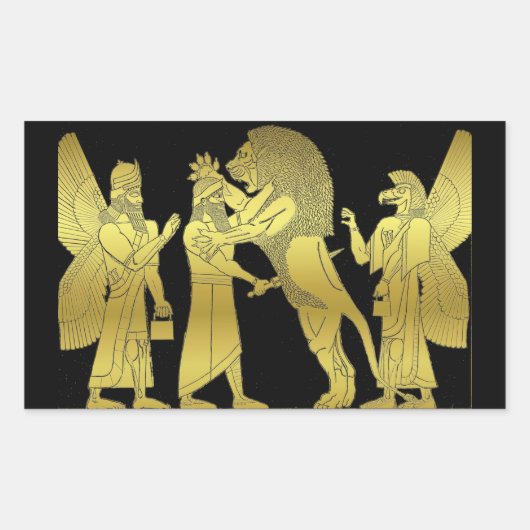 Lion Hunt Rechthoekige Sticker (Voorkant)