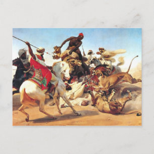 Lion Hunt van Vernet Briefkaart