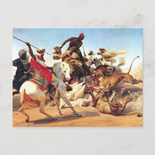 Lion Hunt van Vernet Briefkaart (Voorkant)
