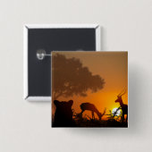Lion Hunt Vierkante Button 5,1 Cm (Voorkant /achterkant)