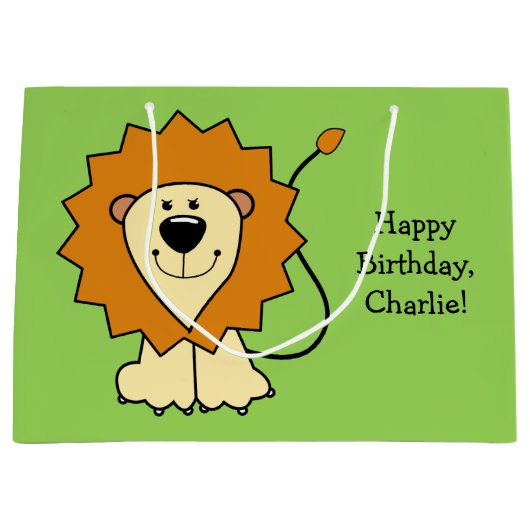 Lion illustratie aangepaste tekst geschenkzak groot cadeauzakje (Voorkant)