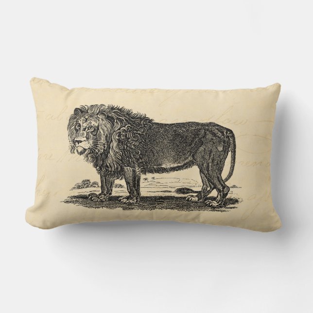  Lion Illustration - 1800's African Animal Kussen (Voorkant)