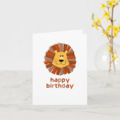 Lion Illustration Birthday Card Kaart (Gele Bloem)