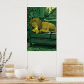 Lion Illustration Print Serene Indoor Setting (Keuken)