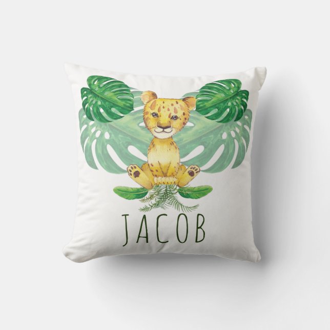 Lion Illustration Safari modern - Gepersonaliseerd Kussen (Voorkant)