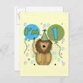 Lion I'm 1 eerste verjaardag Tshirts en geschenken Aankondigingskaart (Voorkant / Achterkant)