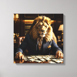 Lion in a Suit Canvas Afdruk