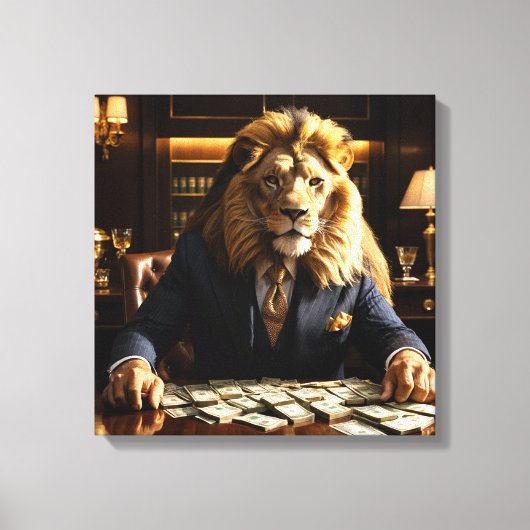 Lion in a Suit Canvas Afdruk (Voorkant)