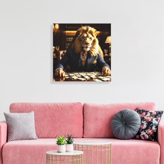 Lion in a Suit Canvas Afdruk (Insitu (Woonkamer))