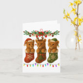 Lion In Christmas Socks Lights Lion Xmas  Kaart (Gele Bloem)