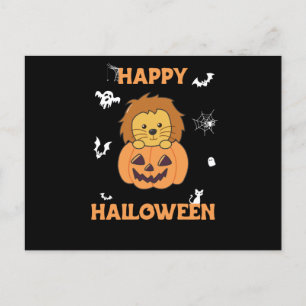 Lion in Pumpkin Sweet Lions Happy Halloween Briefkaart