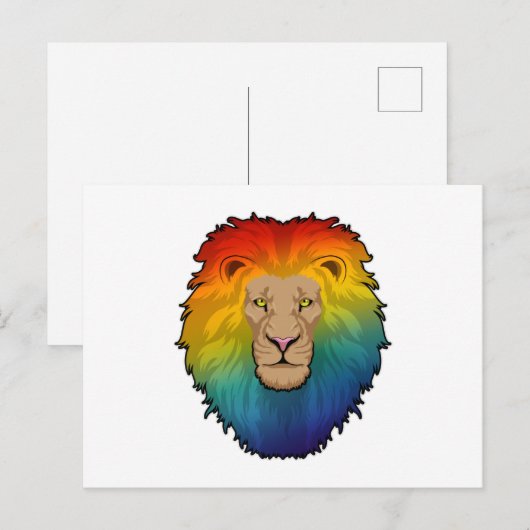 Lion in Rainbow Colours Briefkaart (Voorkant / Achterkant)