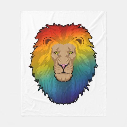 Lion in Rainbow Colours Fleece Deken (Voorkant)