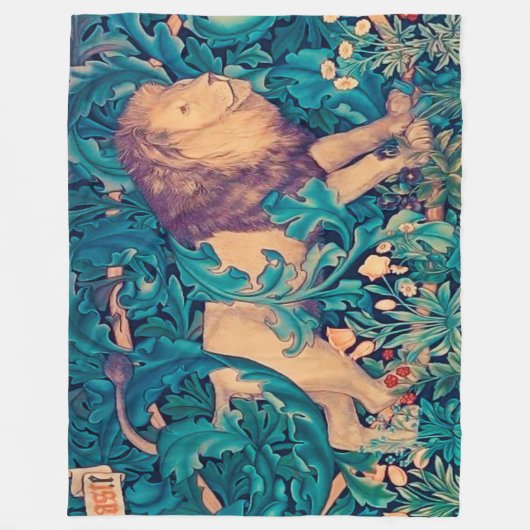 Lion in The Forest, William Morris Fleece Deken (Voorkant)
