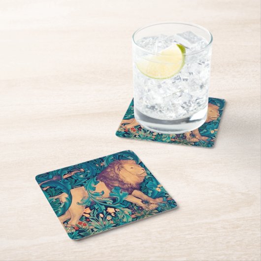 Lion in The Forest, William Morris Kartonnen Onderzetters (Insitu)