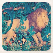 Lion in The Forest, William Morris Kartonnen Onderzetters (Voorkant)