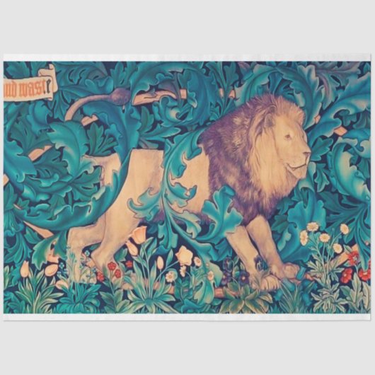 Lion in The Forest, William Morris Tissuepapier (Voorkant)