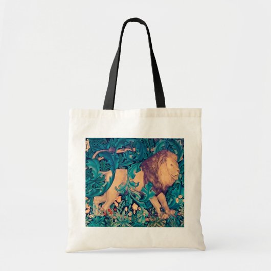 Lion in The Forest, William Morris Tote Bag (Voorkant)